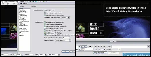 Click to launch the free Dreamweaver video tutorial from Total Training