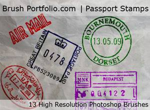 Free Passport Stamp And Post Mark Photoshop Brushes