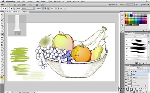 Photoshop CS5 Bristle Brush Tips Video Tutorial - Working With The New Bristle Brush Tips In Photoshop CS5