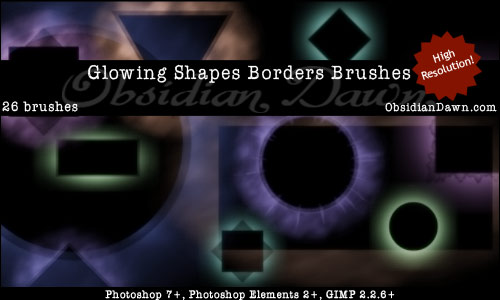 Free Photoshop Brushes - Glowing Shapes Borders Brushes