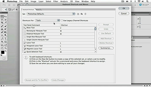 Adobe Photoshop CS5 Advanced Chapter 5: POWER USER ESSENTIALS: Customizing Keyboard Shortcuts