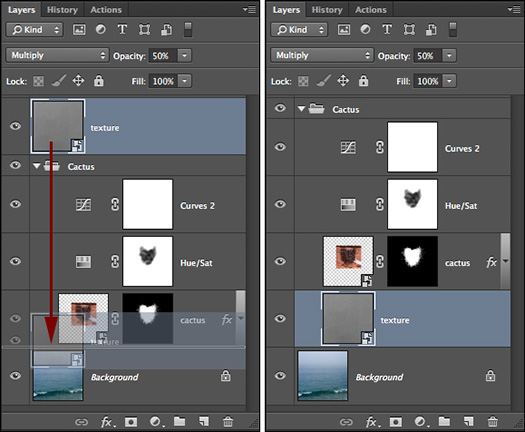 Repositioning Layer Stacking Order in Photoshop