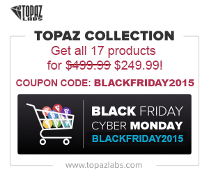 It's that time of year again! From November 25th through November 30th, Topaz isoffering 50% off of the full Topaz Photography Collection