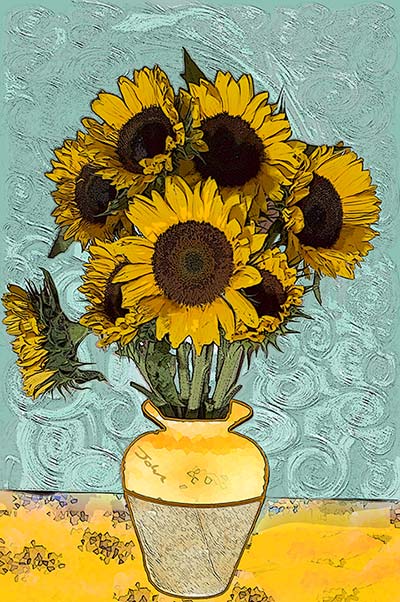 Van Gogh Effect - Van Gogh's Sunflowers Photoshop Effect